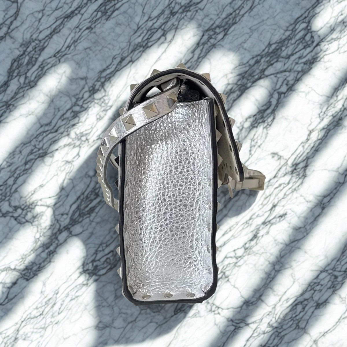 VALENTINO ROCKSTUD SILVER BAG & PUMPS SET