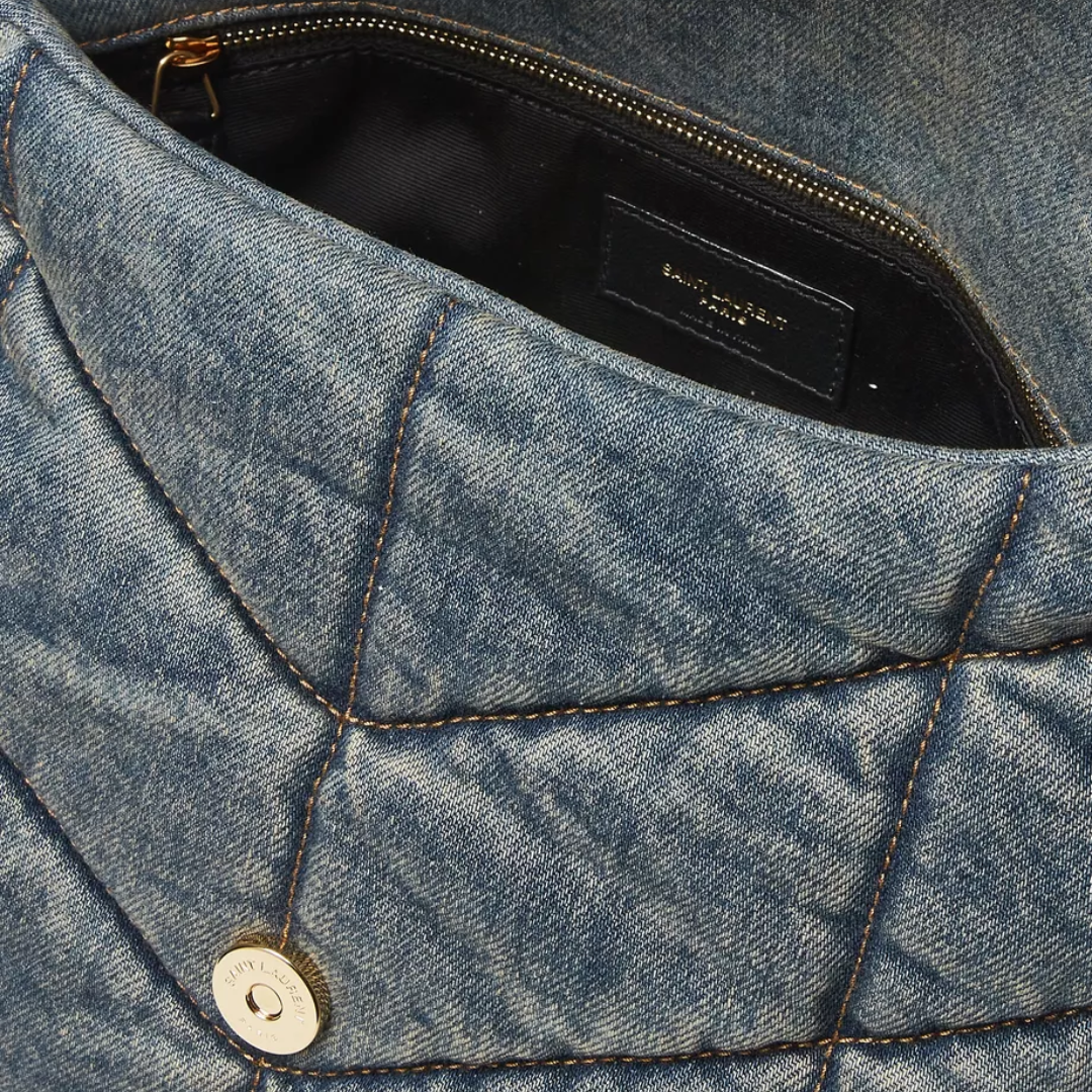 LOULOU PUFFER BAG IN QUILTED VINTAGE DENIM