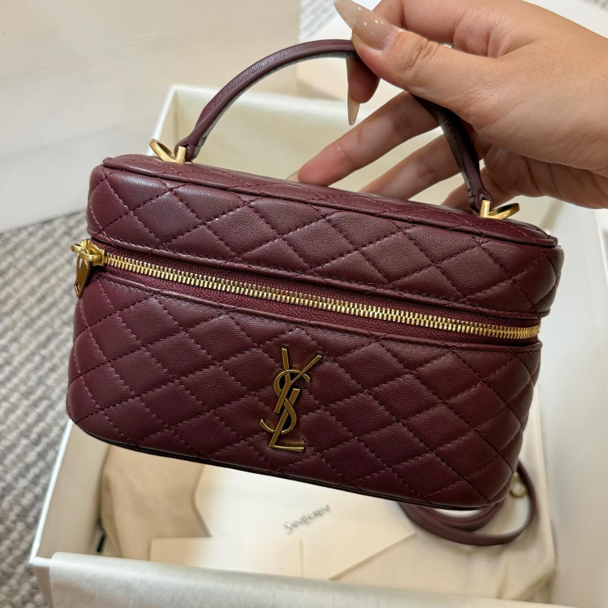 YVES SAINT LAURENT GABY VANITY CASE IN LAMBSKIN LEATHER